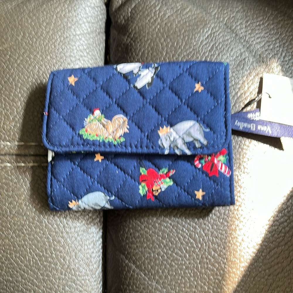 Vera Bradley RFID compact wallet snow globe motifs